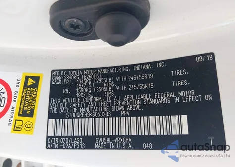 2019 Toyota Highlander Hybrid Limited Platinum из США, поврежденный, VIN 5TDDGRFH9KS053293